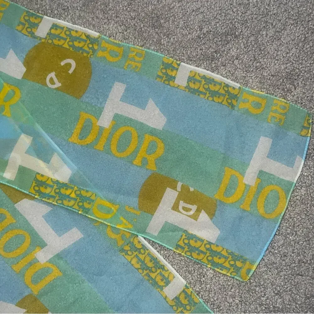 VTG Christian Dior 2005 J’adore Silk Monogram Logo Neck Scarf Bag Twilly